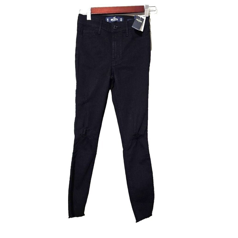 Hollister Jeans 0R 24x26 High Rise Super Skinny Crop Classic Black Denim Casual